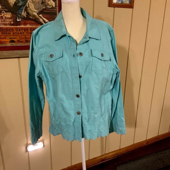 JM womans light turquoise jacket - Picture 1 of 2